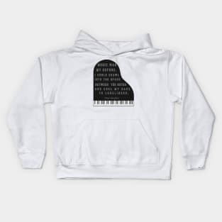 Black piano with Maya Angelou quote Kids Hoodie